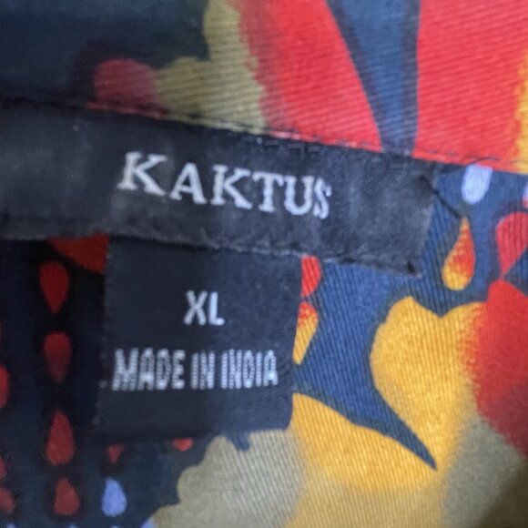 VTG Kaktus Jacket Size XL Wearable Art To Wear Abstract Button Up Red Floral - Picture 10 of 14